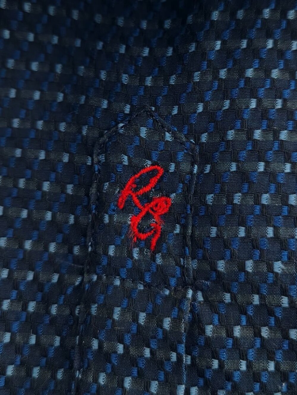 Robert Graham Mens Button Up Shirt Navy Blue Geometric Print Flip Cuffs Size XL - Picture 8 of 11